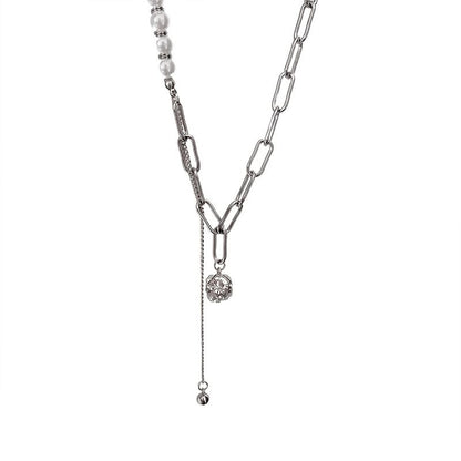 Sample Rhinestone Faux Pearl Chain Necklace