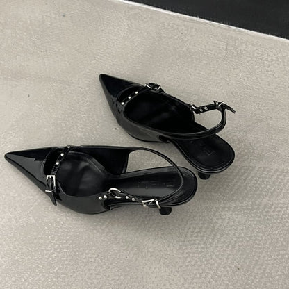 Kitten Heel Pointed Slingback Sandals