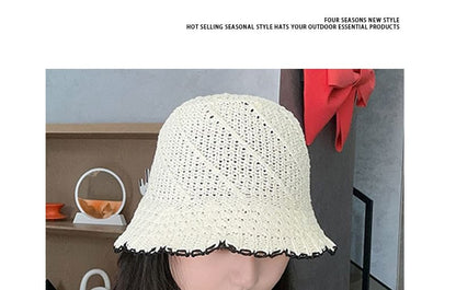 Sample Contrast Trim Woven Bucket Hat