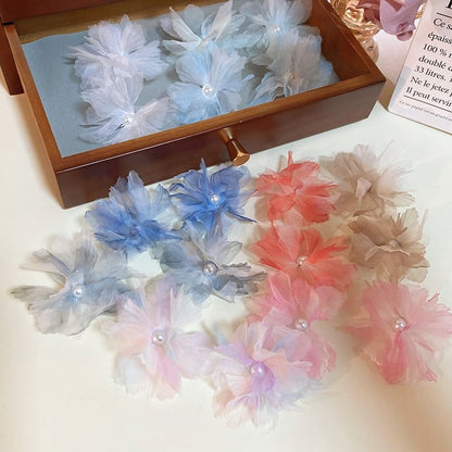 Faux Pearl Floral Mesh Ear Stud