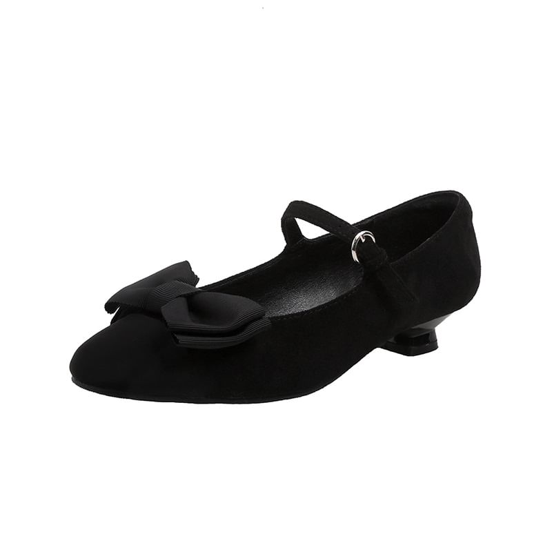 Bow Kitten Heel Mary Jane Shoes / Mules