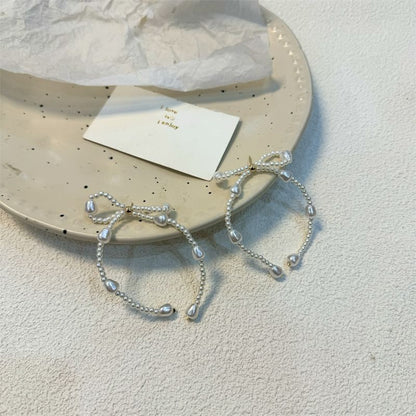 Earring Faux Pearl Bow Dangle