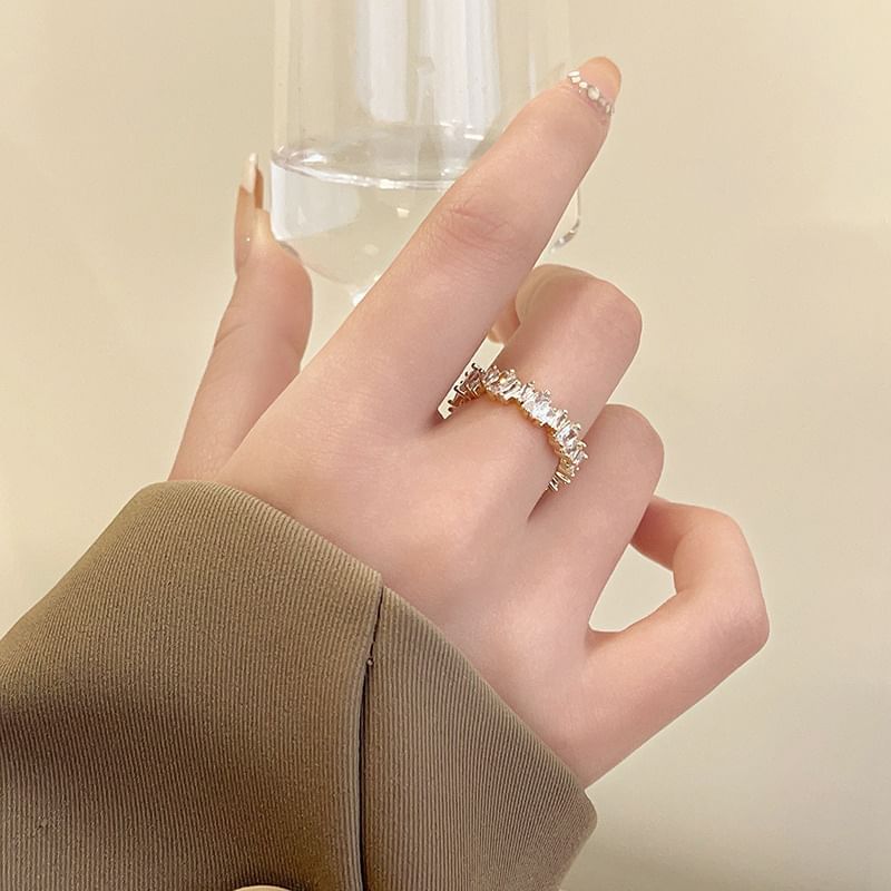 Open Alloy Rhinestone Ring