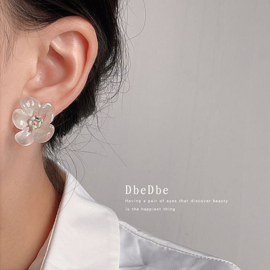 Earring Floral Resin Stud Ceramic