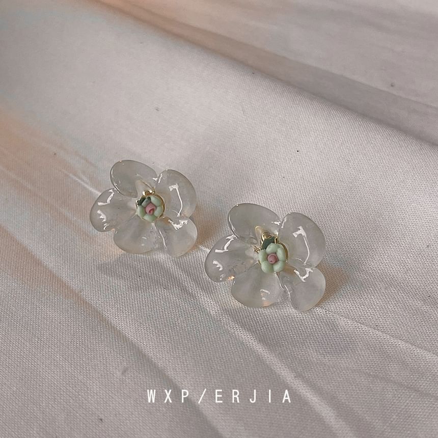 Earring Floral Resin Stud Ceramic
