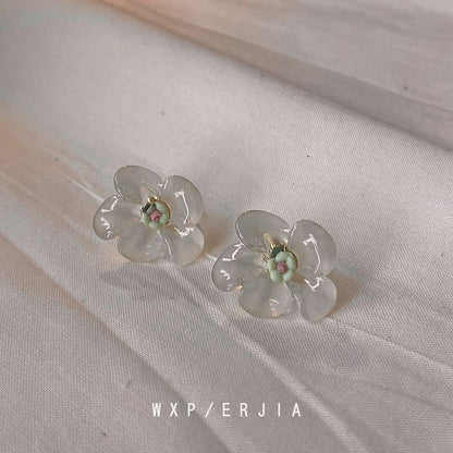Earring Floral Resin Stud Ceramic