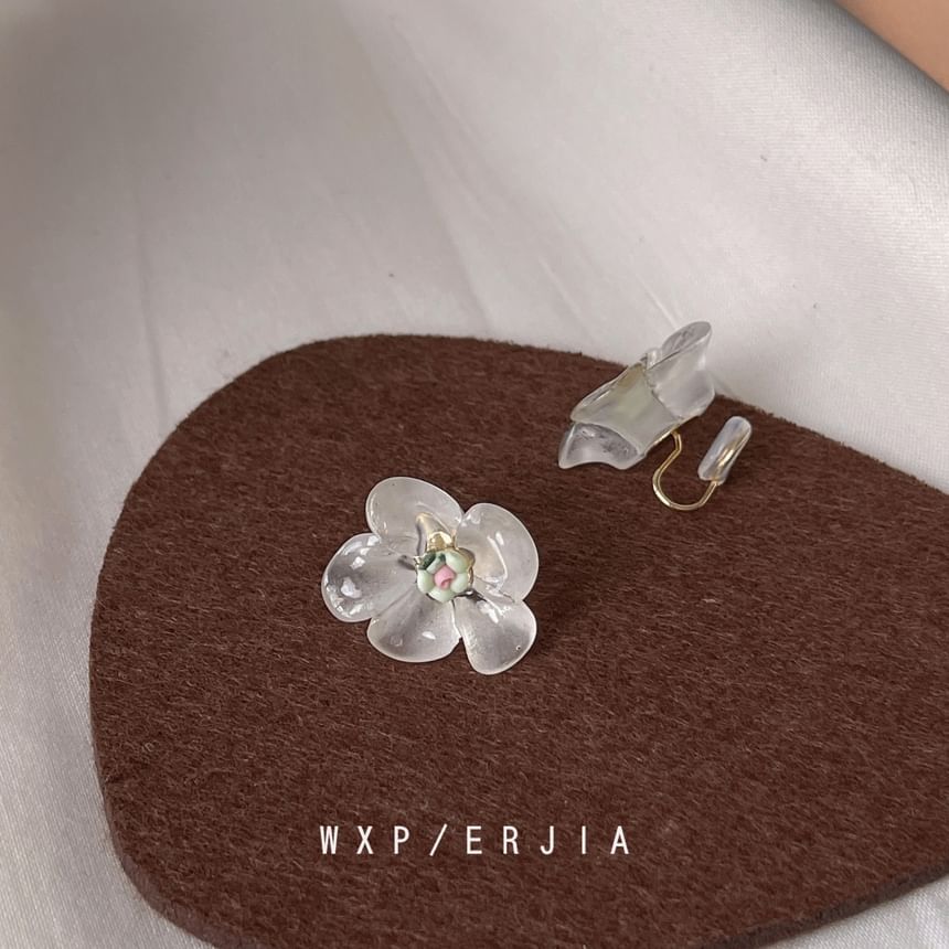 Earring Floral Resin Stud Ceramic