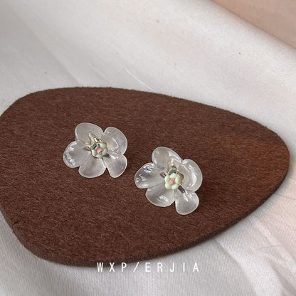 Earring Floral Resin Stud Ceramic