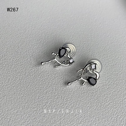 Alloy Melting Earring Stud Rhinestone Heart
