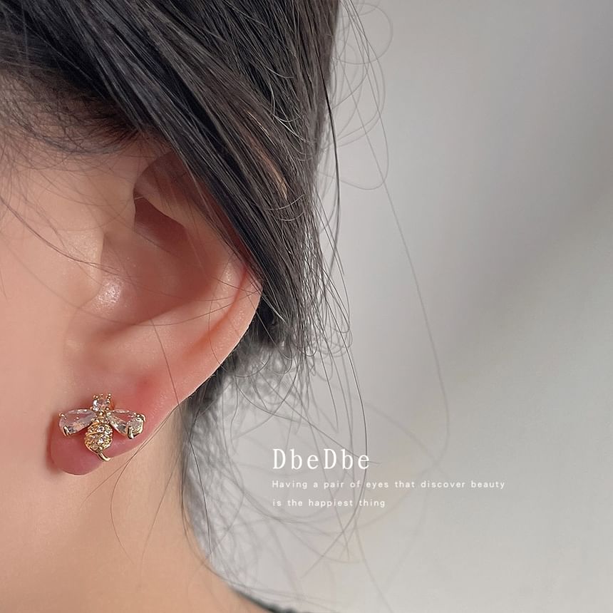 Rhinestone Alloy Earring Bee Stud