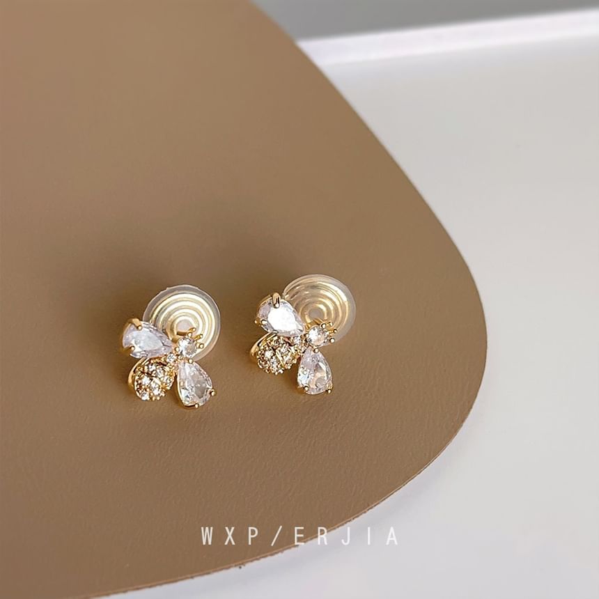 Rhinestone Alloy Earring Bee Stud
