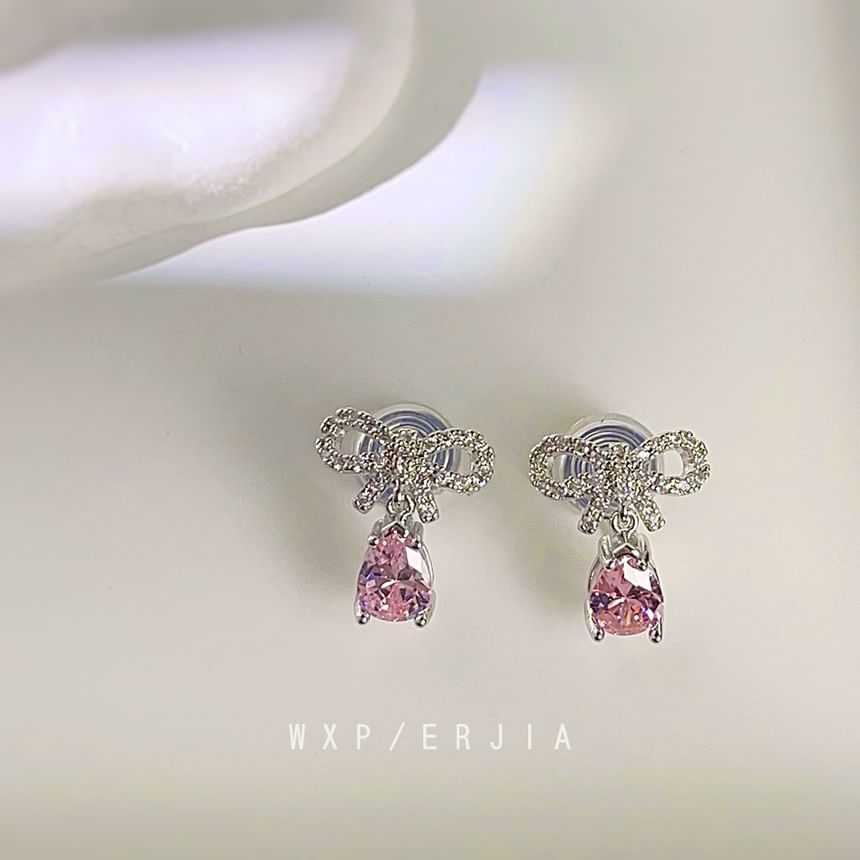 Bow Earring Rhinestone Alloy Drop