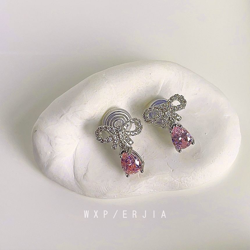 Bow Earring Rhinestone Alloy Drop