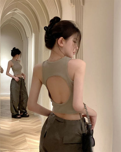 Top Tank Back Crop Plain Open