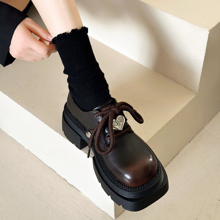 Derby Shoes Lace-Up Platform