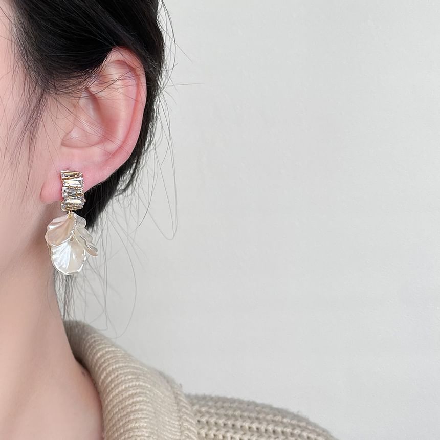 Drop Earring Rhinestone Alloy Petal