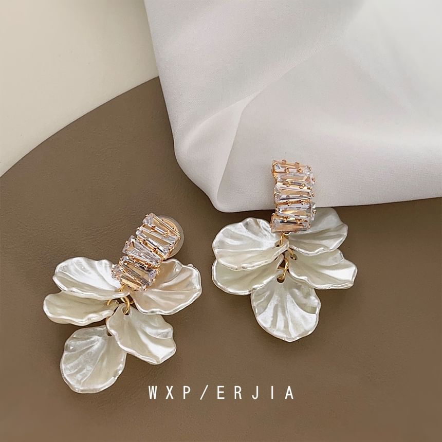 Drop Earring Rhinestone Alloy Petal