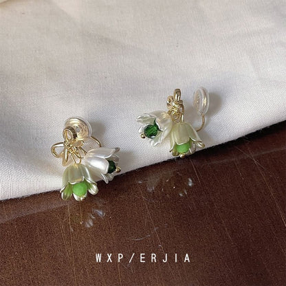 Bow Earring Alloy Drop Floral