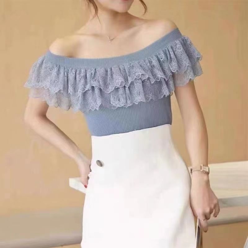 Knit Off-Shoulder Top Lace
