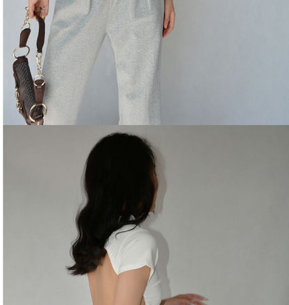 Tee Plain Back Short-Sleeve Cropped Open