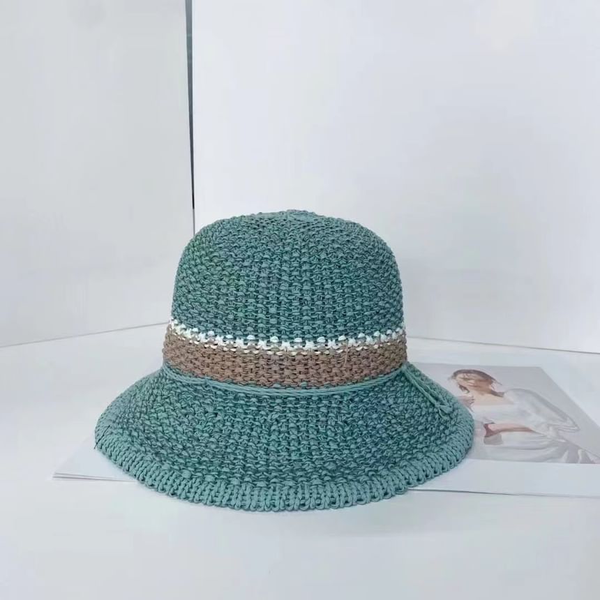 Bucket Woven Striped Hat