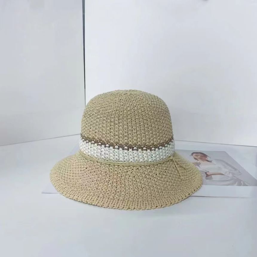 Bucket Woven Striped Hat