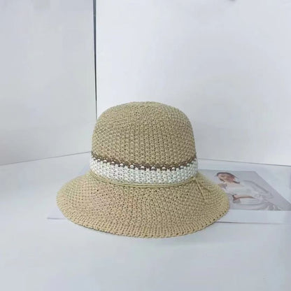 Bucket Woven Striped Hat