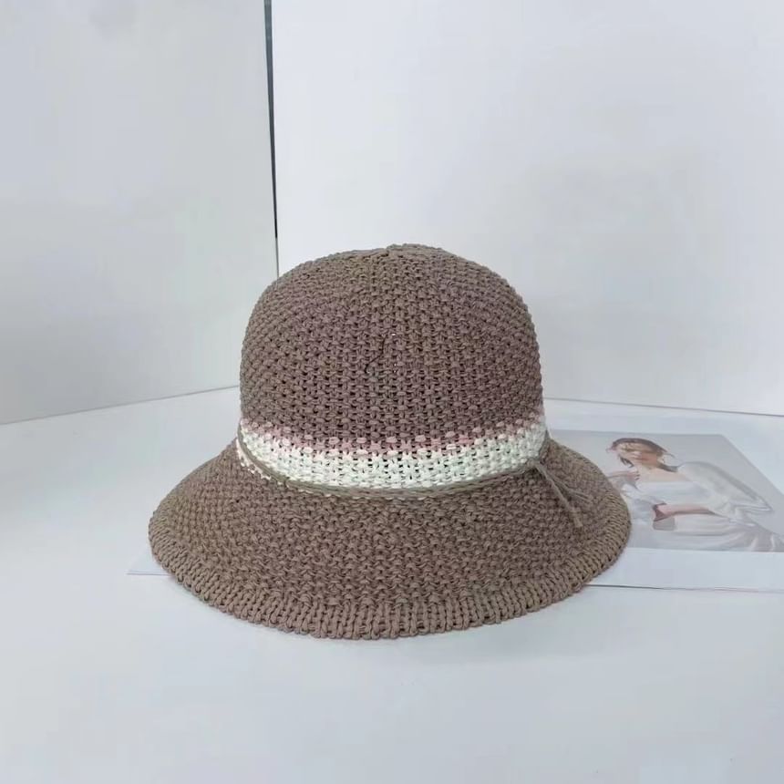 Bucket Woven Striped Hat