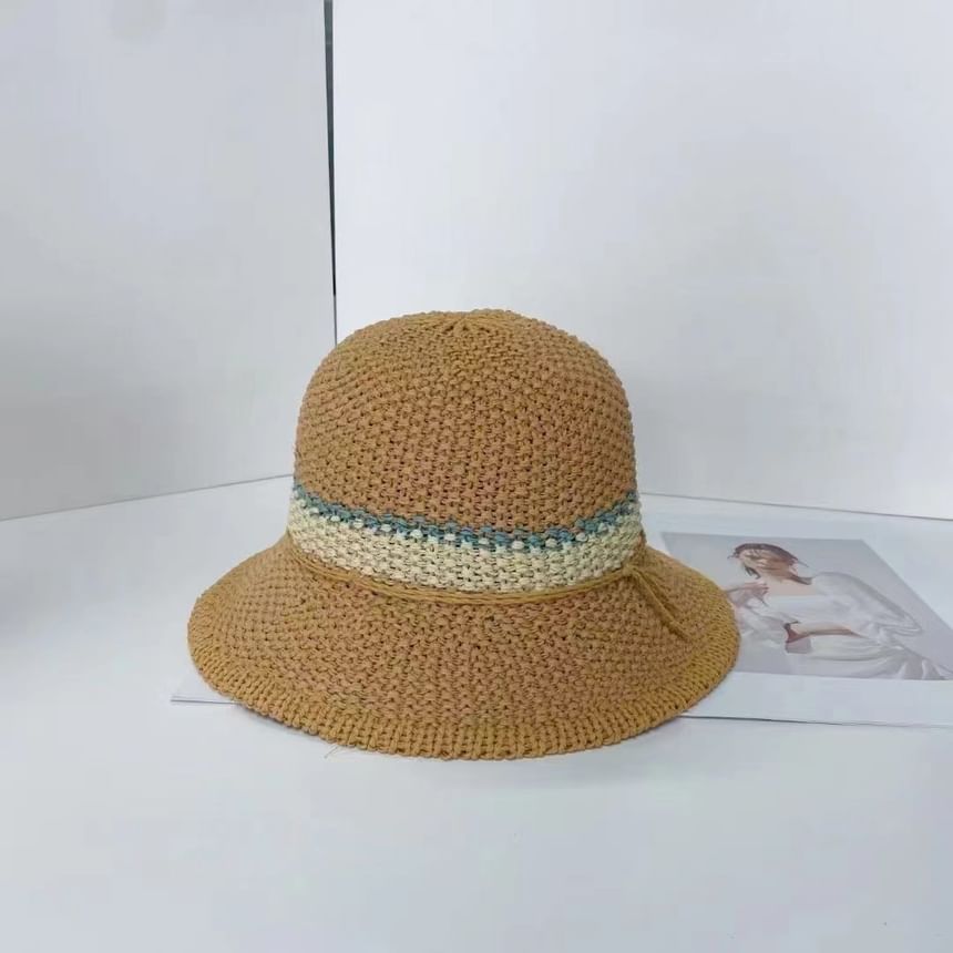 Bucket Woven Striped Hat