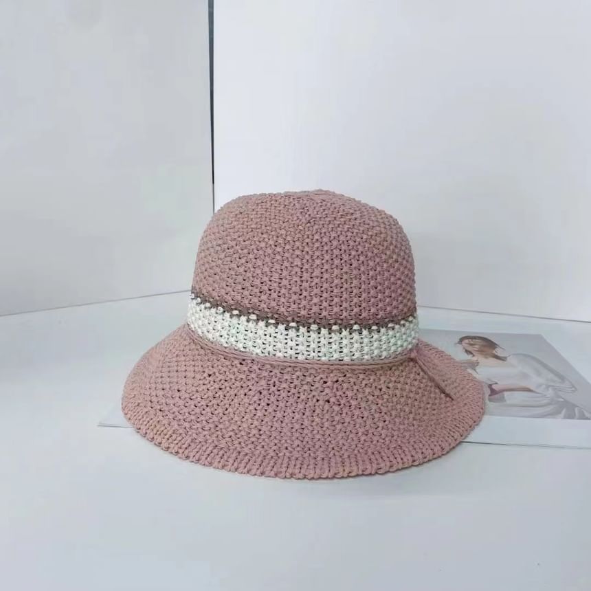 Bucket Woven Striped Hat