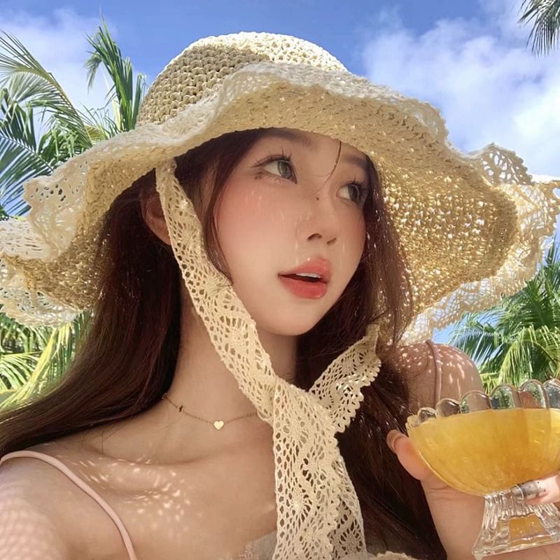 Hat Trim Straw Lace Sun