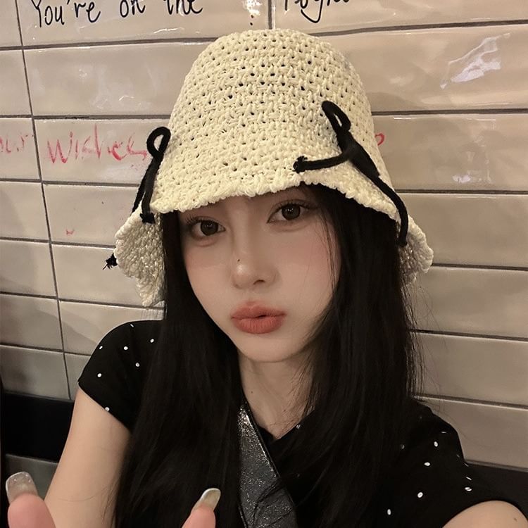 Bucket Bow Woven Hat