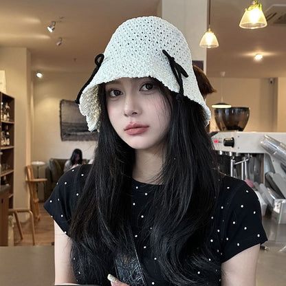 Bucket Bow Woven Hat