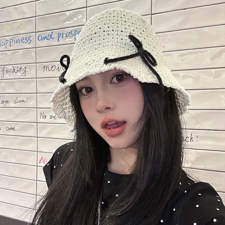 Bucket Bow Woven Hat