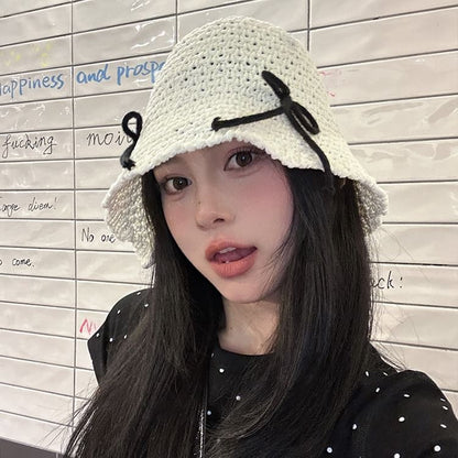 Bucket Bow Woven Hat