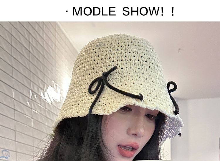 Bucket Bow Woven Hat