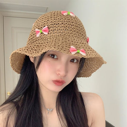 Bucket Straw Hat Bow