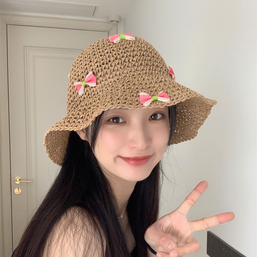 Bucket Straw Hat Bow