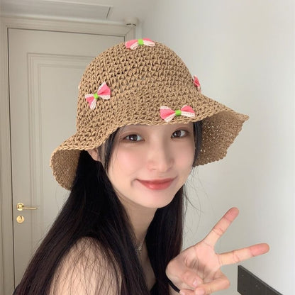 Bucket Straw Hat Bow