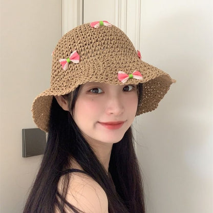 Bucket Straw Hat Bow