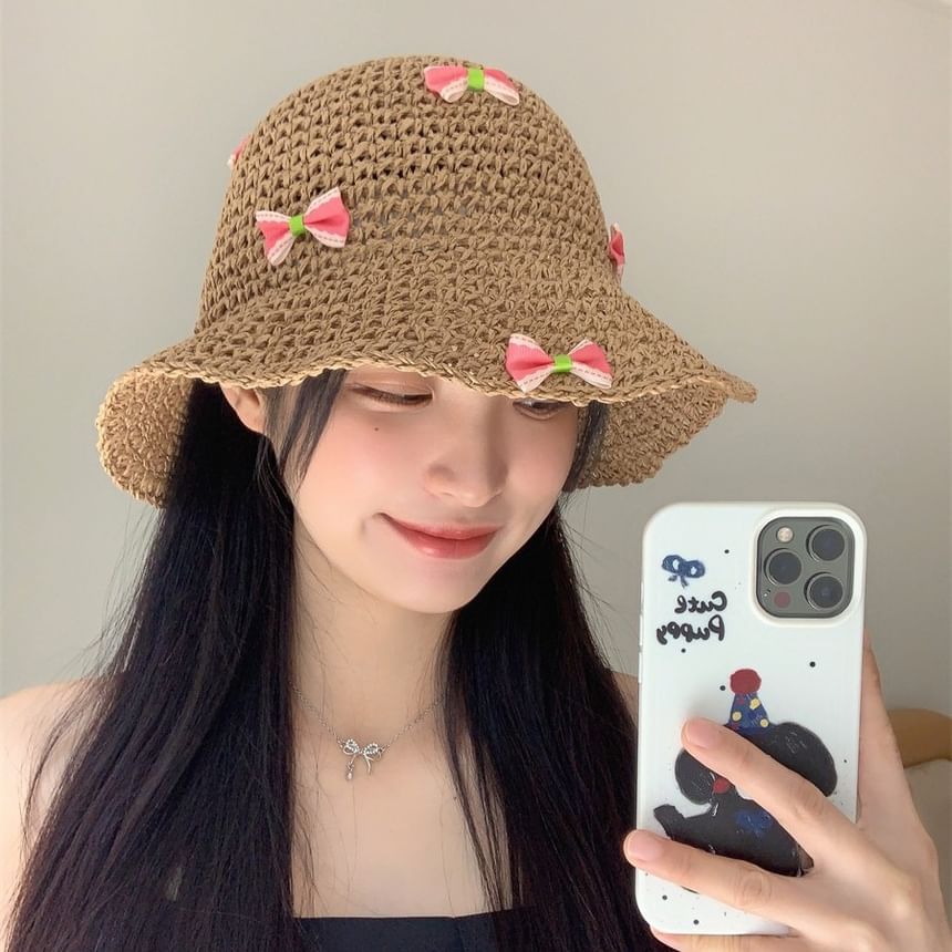 Bucket Straw Hat Bow