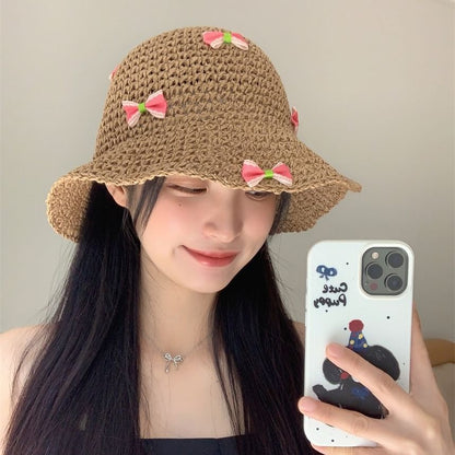 Bucket Straw Hat Bow