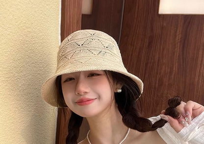 Knit Bucket Hat Eyelet