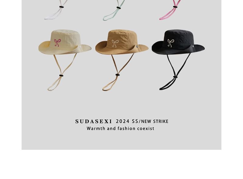 Bucket Bow Embroidered Hat