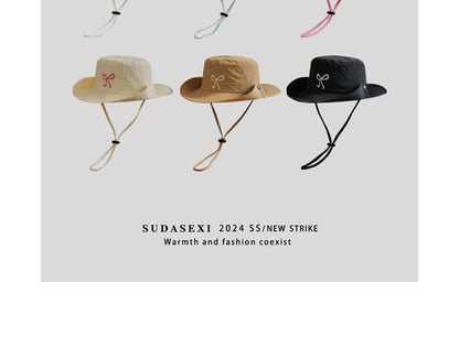 Bucket Bow Embroidered Hat