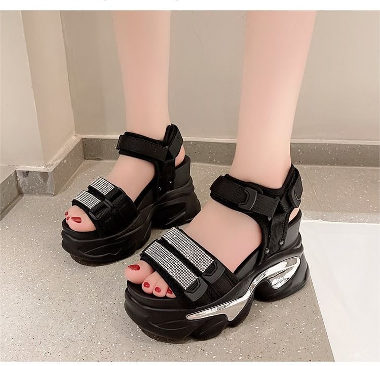 Wedge Sandals Rhinestone Platform