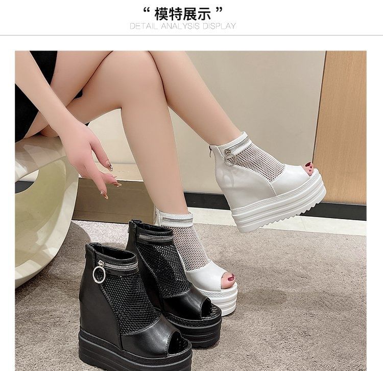 Sandals Platform Wedge Hidden Mesh