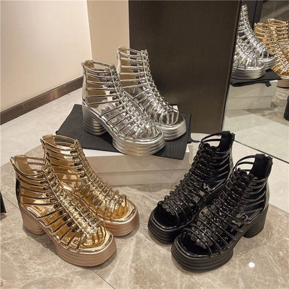 Heel Platform Block Plain Sandals