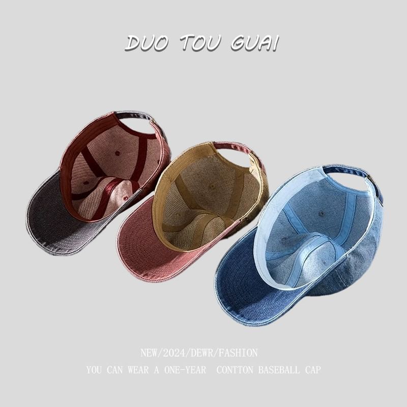 Washed Baseball Two Cap Denim Tone