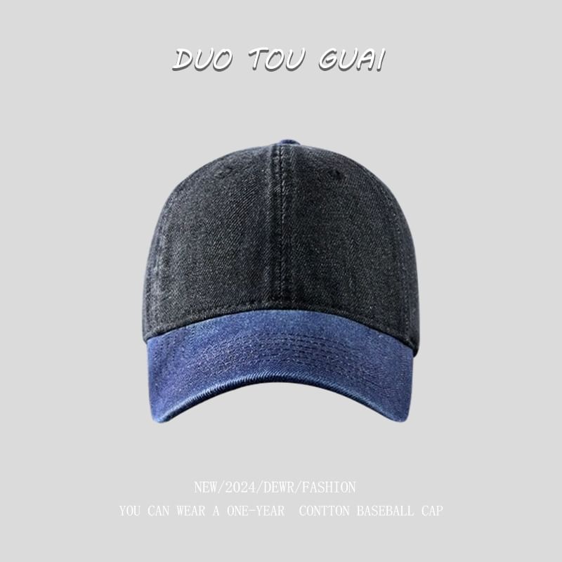 Washed Baseball Two Cap Denim Tone